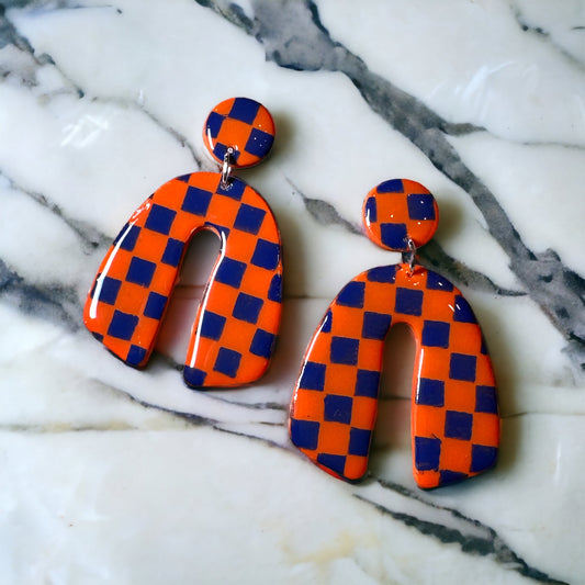 Checkered Arches | Orange & Blue