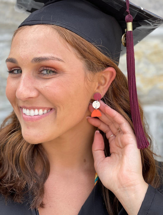 Julie Earring | Maroon & Orange | Virginia Tech Hokies